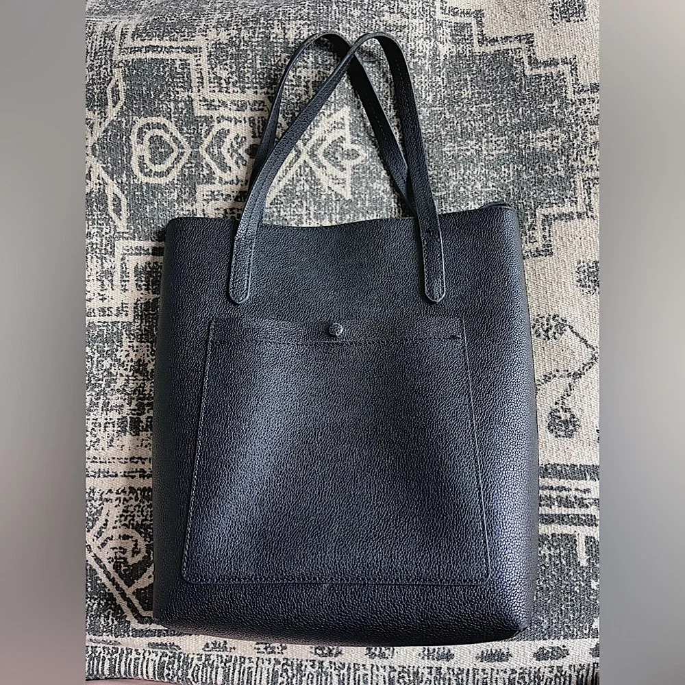 Black Faux Leather Versatile Large Crossbody Tote Bag Purse - Picture 2 of 5